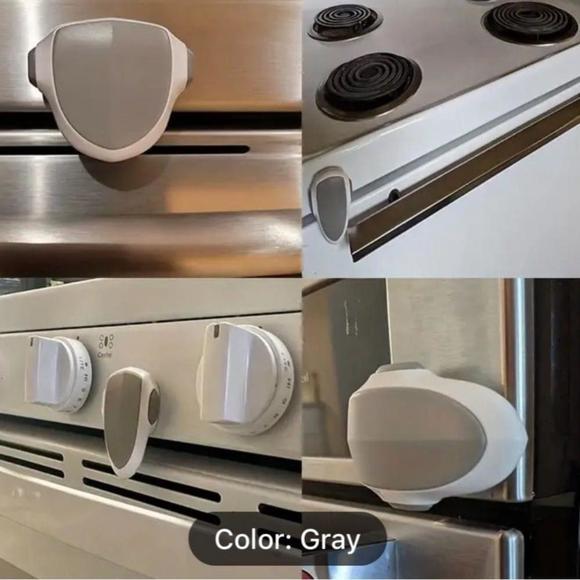 2 SET BABY PROOFING OVEN LOCK | GREY WHITE ADHESIVE | STAINLESS STEEL PLASTIC - Picture 2 of 7
